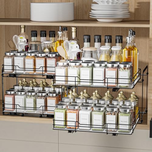 2 Tier Pull Out Spice Rack (2 Tier,13.5''Wx10.5''Dx9.5''H)