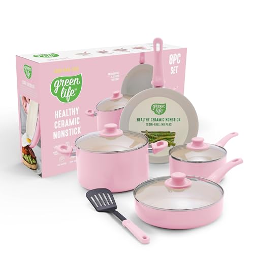 8 Piece Nonstick Cookware Set (8 Piece Cookware Set / Pink)