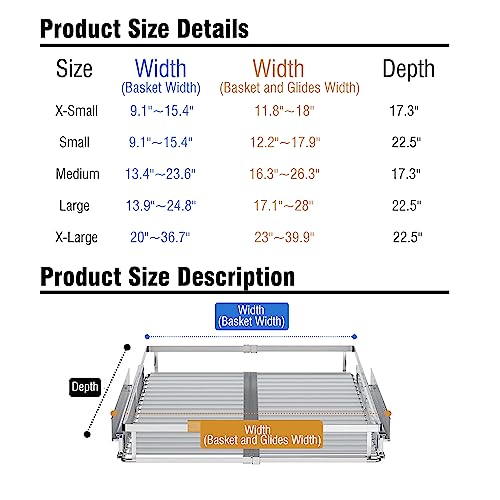 Expandable Pull Out Cabinet Organizer (1Pack / Large,17.1"~28" W x 22.3" D)