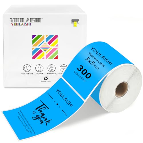 3 x 5 inch Home Moving Box Labels for Storage Bins 300pcs Colored Blank Label Sticker for Shipping Thermal Printer Color Coding Rectangle Moving Labels for Packing Boxes Sky Blue (Sky Blue)