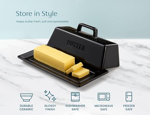 Ceramic Butter Dish with Lid (Black)