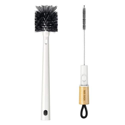 Water Bottle Brush and Straw Cleaner Brush with Long Handle (White)