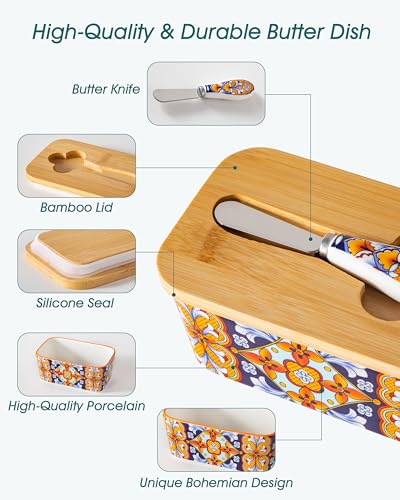 6.5" Butter Dish with Lid (Amber Elegance)