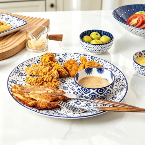 4 Oz Ceramic Mini Dipping Bowls Set of 6 (Vintage Blue / 4oz)