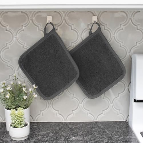 Terry Potholder & Hot Pad (4-Pack / Black/Graphite)