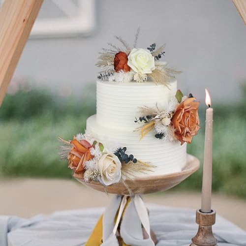 3Pcs Premade Cake Flowers (Terracotta & Beige)