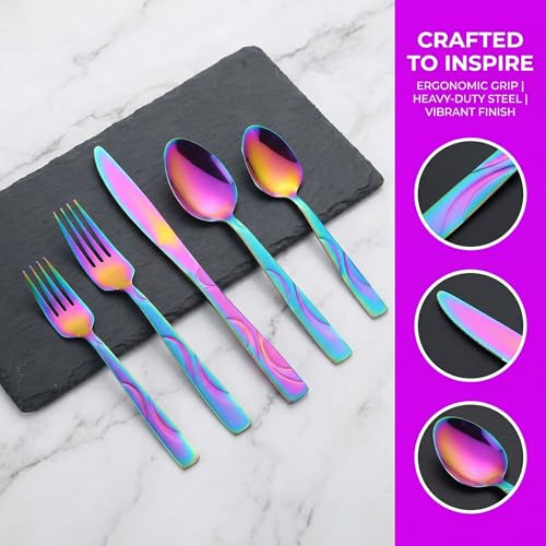 30 Piece Rainbow Silverware Set for 6 (Rainbow / 30-Piece)