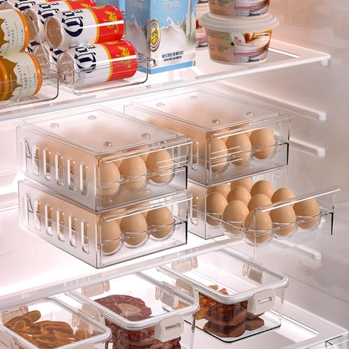 Egg Holder for Refrigerator Drawer Type Egg Container for Refrigerator BPA Free Fridge Organizer (12 Egg Holder)