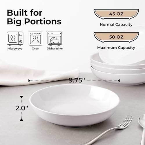 9.75" Large Pasta Bowls (9.75 inches / White)