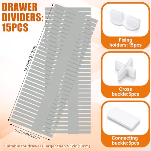 15 Pcs 5.12 Tall Drawer Divider (Grey)