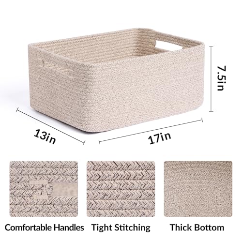 Large Storage Baskets for Shelves (2pcs-L17×W13×H7.5" / Natural)