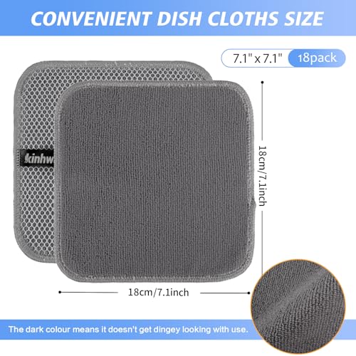 Dish Cloths for Washing Dishes with Scrub Side (Gray / 7inchx7inch)