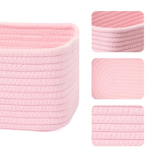 Small Storage Baskets for Organizing (4pcs-L11.5xW7.5xH4.7" / Light Pink)