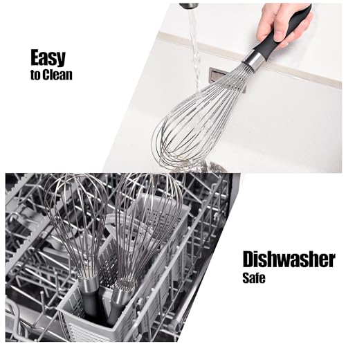 18 8 Stainless Steel Balloon Whisk for Cooking (L / Black)