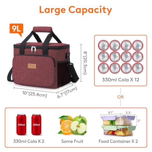 Insulated Lunch Box for Men (Burgundy / Medium(9L))