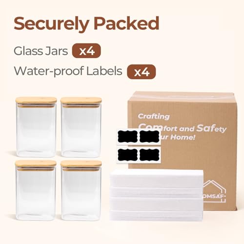 Glass Storage Containers with Lids 1.2 Qt (1.2 qt x 4)