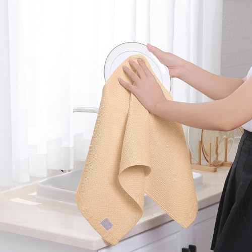 100% Cotton Waffle Weave Kitchen Dish Towels 4 (Apricot / 13 X 28 - 4 Pack)