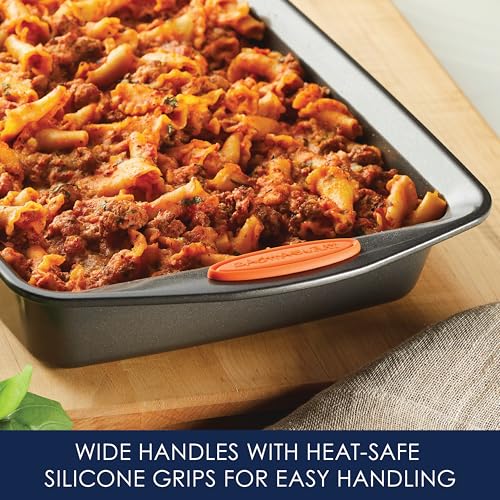 Yum o! Nonstick Bakeware Oven Lovin' Rectangle Cake Pan (Gray with Orange Grips / 9" x 13" / No Lid)