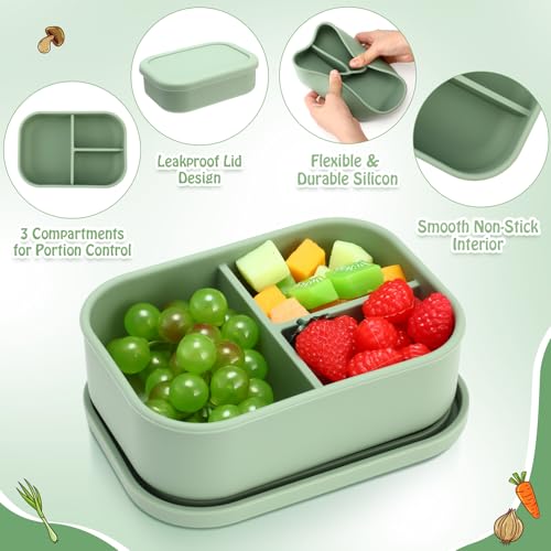 4 Pcs Silicone Bento Box (Olive Green)