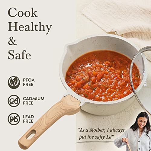 Nonstick 1.5Qt & 3.0Qt Sauce Pan Sets with Lid (White / 1.5QT+3QT)
