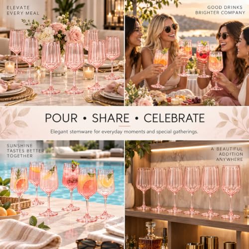 Acrylic Lucia Stemmed Goblets (Wine Glass / Pink)
