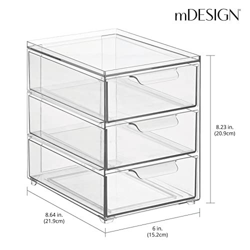 Plastic Stackable Organizer with 3 Drawers (8 x 6 x 8 (Pack of 4))