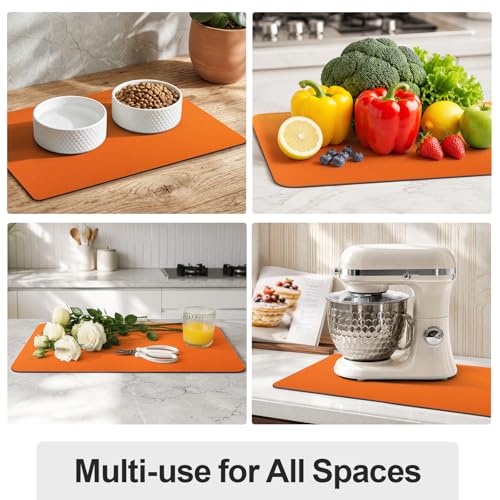 Dish Drying Mat for Kitchen Counter (Orange / 18" x 24")