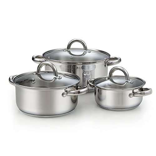Basics Stainless Steel Cookware Sets (6 Pieces / Stainless Steel Silver Handle)