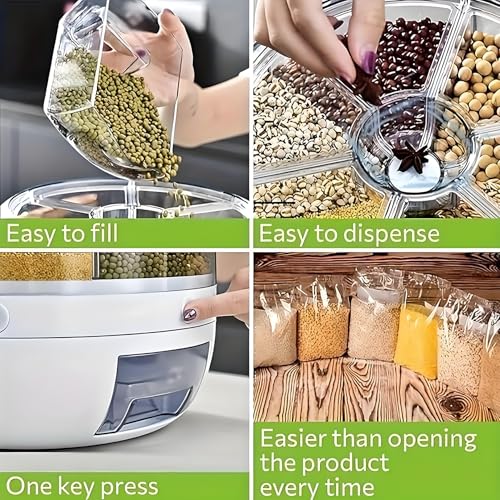 Rotating Grain Storage Bin 6 Grids Rice Container One (Small)