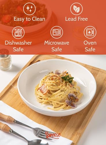 22oz Porcelain Pasta Bowls Set of 6 (7.6 inches / White)