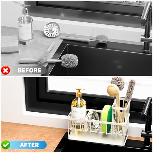 Off White Sponge Holder for Kitchen Sink (Off White / 9.25 inches)