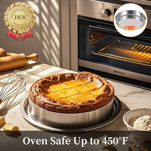 8-9.5-11 Inch Round Cake Pan Set, Stainless Steel Textured Bottom (8-9.5-11 Inch)