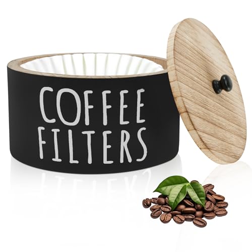 Wooden Coffee Filter Holder & Storage Organizer (black)
