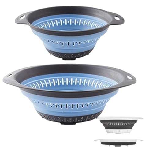 Collapsible Colander and Strainer (1.3L+2.5L / Blue)