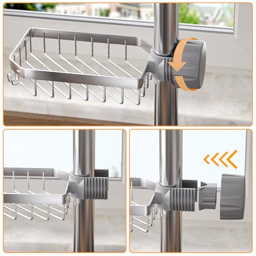 Sponge Holder Over Faucet Kitchen Sink Caddy Organizer (Chrome)