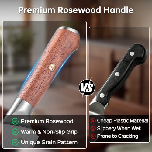 Japanese Carving Knife and Fork Set with Ergonomic Rosewood Handle (2pcs carving set)