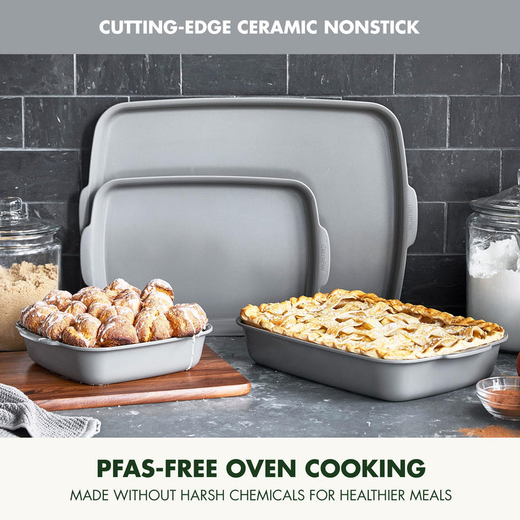 Premiere Ovenware Healthy Ceramic Nonstick 4 Piece Bakeware Set (4 Piece Bakeware Set / Gray)