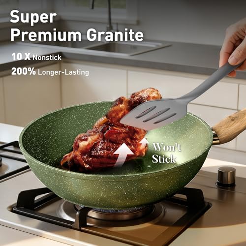 12 Piece Pots and Pans Set (Green / 12 Pcs Cookware Set)