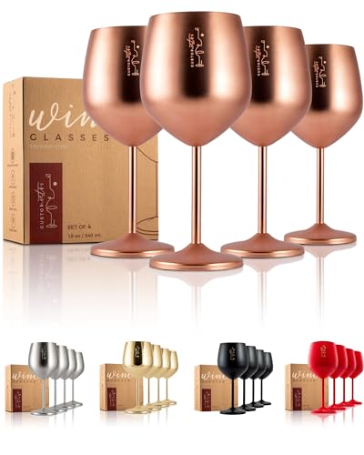 Stainless Steel Wine Glass (Set of 4 / Rose Gold)