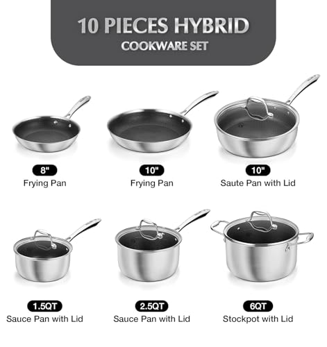 Triply Stainless Steel Cookware Set 10PCS (Black / 10 Pcs)