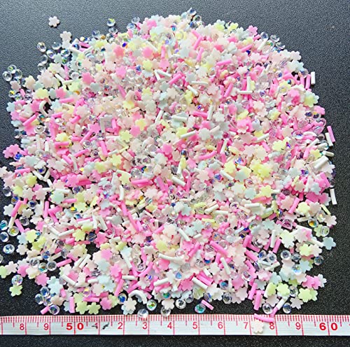 Fake Sprinkles Resin Sprinkles Fake Candy Sprinkles Clay Sprinkles Polymer Sprinkles Polymer Clay Slices for Nail Art DIY Crafts Cake Phone Case (19-Sugar granules+Cherry Blossoms)