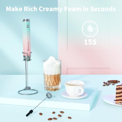 LunaFro Rechargeable Milk Frother (Blue and Pink)