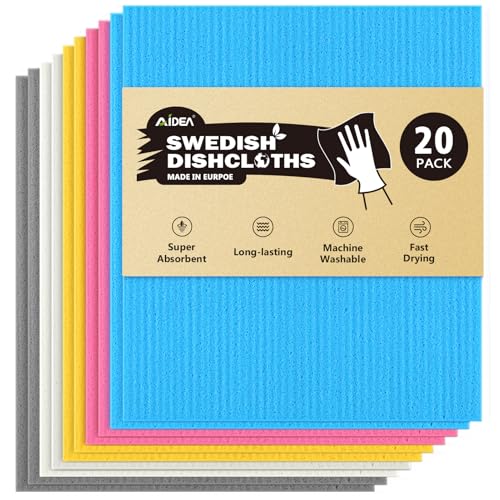 Swedish Dishcloths for Kitchen (Blue Pink Yellow Grey White)