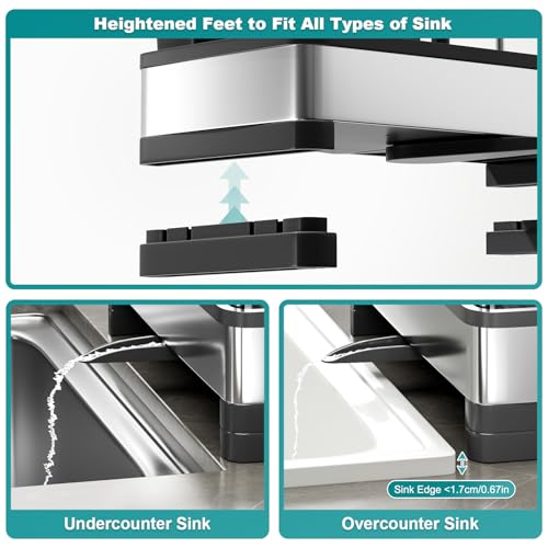 Sponge Holder for Kitchen Sink (D-black)
