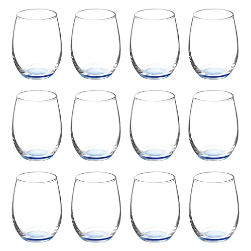 Stemless Wine Glasses by ARC 5.5 oz. Set of 12 (Blank - Blue / 12 Glasses)