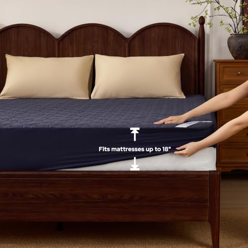 Waterproof Mattress Protector (3 Navy Blue / Queen)