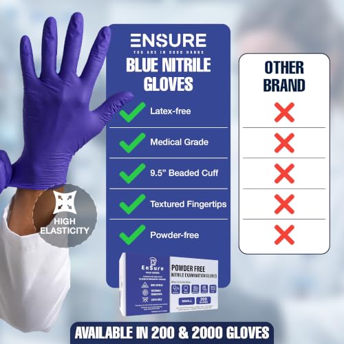 Blue Nitrile Gloves Medical Powder & Latex Free Chemical Resistant (Large)