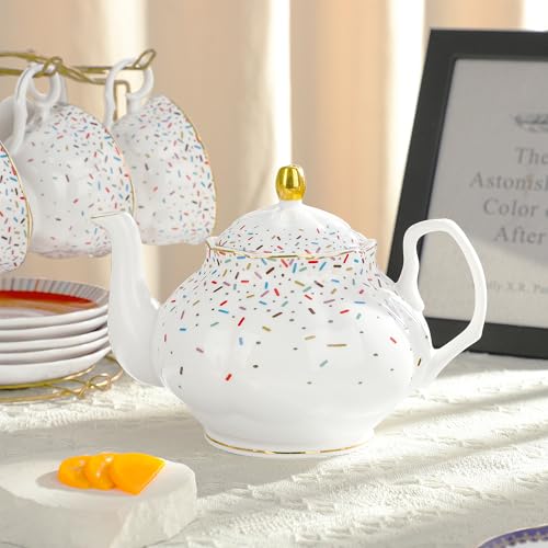 21 Piece Colorful British Porcelain Tea Sets (Colorful Candy)