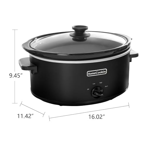 7 Quart Slow Cooker Oval Manual Pot Food Warmer with 3 Cooking Settings (7 Quarts / Black 2)