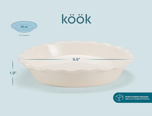 Pie Pan Ceramic Reusable Round Pie Dish (Ivory, (Set of 2))